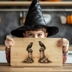 Halloween Laser Engraving File, Charcuterie Board, Gothic Twin
