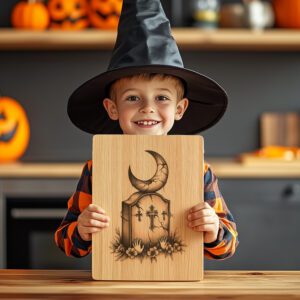 Halloween Laser Engraving File, Crescent Moon Tombstone Charcuterie