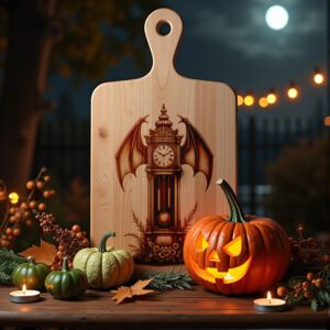 Halloween Laser Engraving File, Gothic Charcuterie Board, Bat