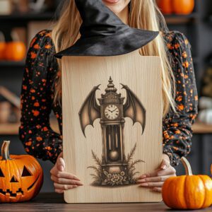Halloween Laser Engraving File, Gothic Charcuterie Board, Bat