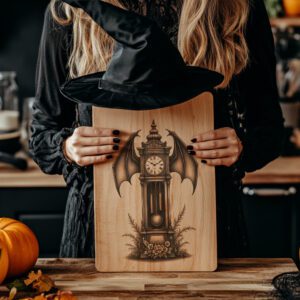 Halloween Laser Engraving File, Gothic Charcuterie Board, Bat
