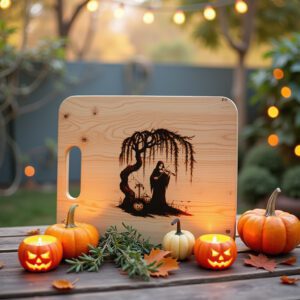 Halloween Laser Engraving File, Gothic Charcuterie Board, Phantom