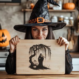 Halloween Laser Engraving File, Gothic Charcuterie Board, Phantom