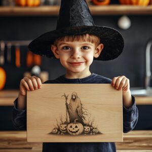 Halloween Laser Engraving File, Spectral Pumpkin Charcuterie Board