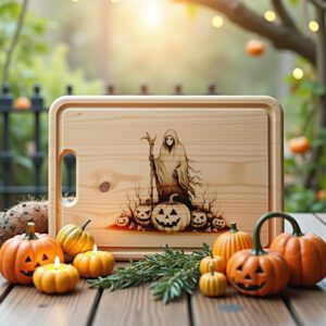 Halloween Laser Engraving File, Spectral Pumpkin Charcuterie Board