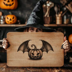Halloween Pumpkin Cat Laser Engraving File, Spooky Charcuterie