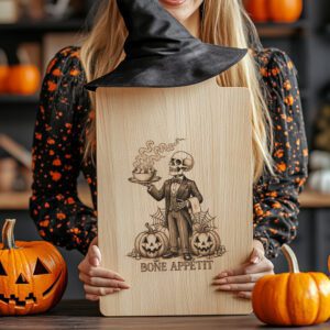 Halloween Skeleton Waiter Laser Engraving File, Spooky Charcuterie
