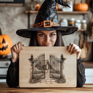 Halloween Spider Web Charcuterie Board, Gothic Garden Gate