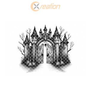 Halloween Witch Castle Gate Engraving File, Laser Design