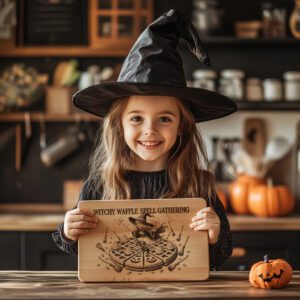 Halloween Witch Engraving Laser File, Waffle Spell Charcuterie