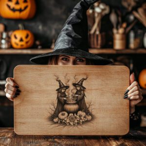 Witch Charcuterie Board Laser File, Halloween Engraving, Twin