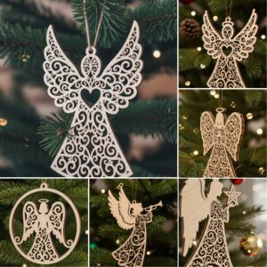 Angel Christmas Ornament Bundle, Laser Files for Holiday
