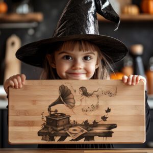 Bewitched Phonograph Laser Engraving File, Vintage Halloween Charcuterie