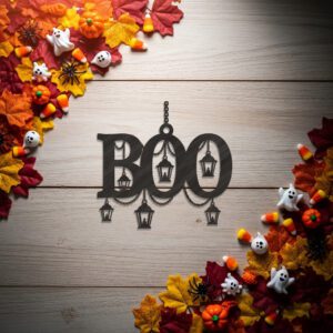 Boo Silhouette Halloween Ornament Laser File, Spooky Lantern