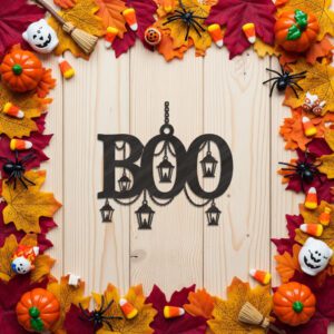 Boo Silhouette Halloween Ornament Laser File, Spooky Lantern