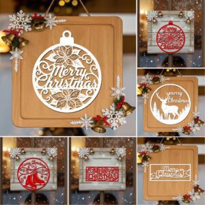 Christmas Door Hanger Bundle, 6 Laser Designs for