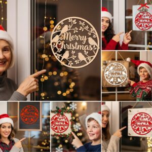 Christmas Door Hanger Bundle, 6 Laser Engraved Sign