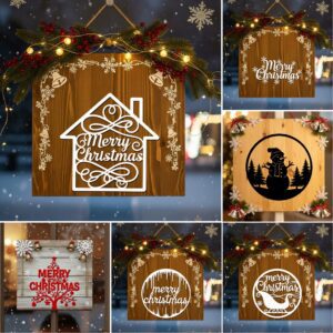 Christmas Door Hanger Bundle, 6 Round Holiday Signs,