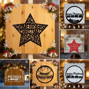Christmas Door Hanger Bundle, Laser Files for Holiday