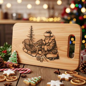 Christmas Laser Engraving File, Santa Charcuterie Board Design,