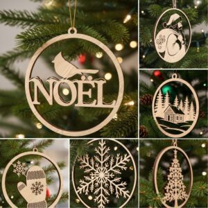 Christmas Laser Ornament Bundle, 8 Festive Files for