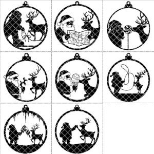 Christmas Ornament Bundle, 8 Funny Santa Reindeer Designs