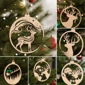 Christmas Ornament Bundle for Glowforge, Santa and Reindeer