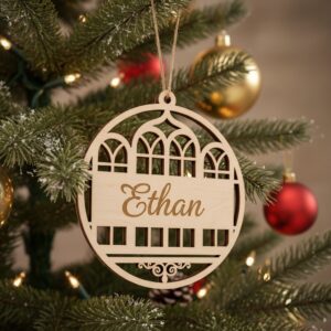 Christmas Ornament Digital Design, Architectural Window Theme, Personalized