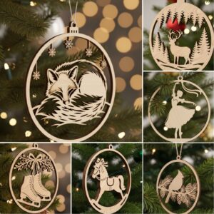 Christmas Ornament Laser File Bundle, 8 Festive Decor