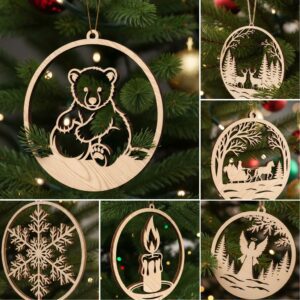 Christmas Ornaments Bundle, Laser Files for Holiday Decor,