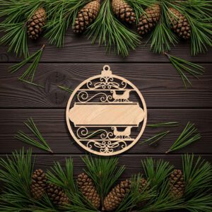 Custom Christmas Sleigh Ornament Design, Laser File for