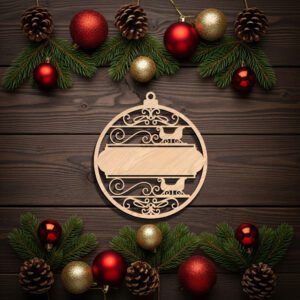 Custom Christmas Sleigh Ornament Design, Laser File for