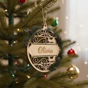 Custom Christmas Sleigh Ornament Design, Laser File for