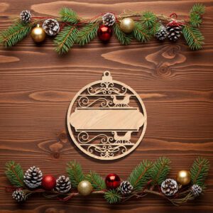 Custom Christmas Sleigh Ornament Design, Laser File for