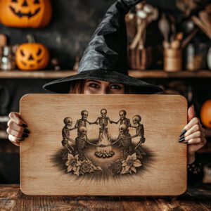 Dancing Skeletons Halloween Charcuterie Board, Laser Engraving File