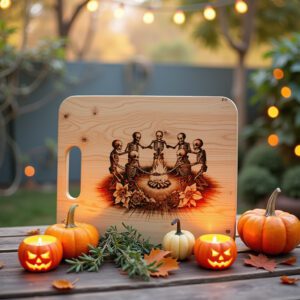 Dancing Skeletons Halloween Charcuterie Board, Laser Engraving File