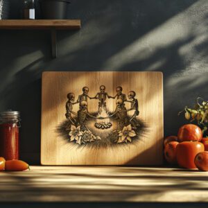 Dancing Skeletons Halloween Charcuterie Board, Laser Engraving File