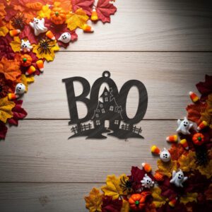 Halloween Boo House Ornament Laser File, Spooky Silhouette