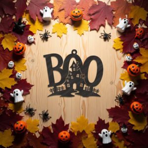 Halloween Boo House Ornament Laser File, Spooky Silhouette