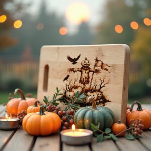 Halloween Charcuterie Board Engraving File, Bewitched Scarecrow Pumpkin