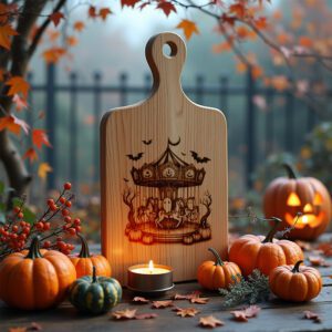 Halloween Charcuterie Board Engraving File, Moonlit Ghost Carousel