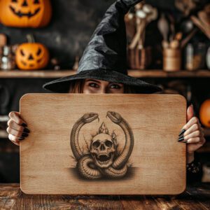 Halloween Charcuterie Board File, Laser Engraved Snake and