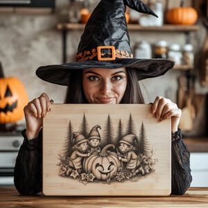Halloween Charcuterie Board Laser Engraving File, Gnome Pumpkin