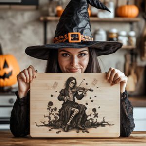 Halloween Charcuterie Board Laser Engraving File, Gothic Violinist,