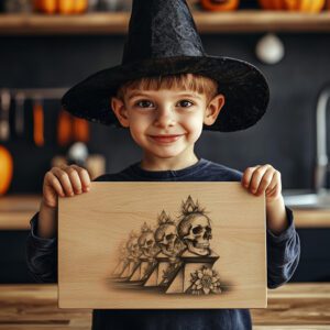 Halloween Charcuterie Board Laser Engraving File, Ornate Skull