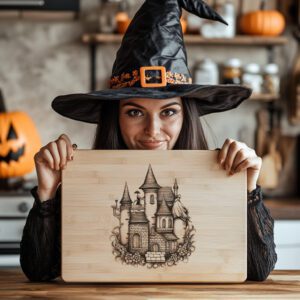 Halloween Charcuterie Board Laser File, Witch Castle Silhouette,