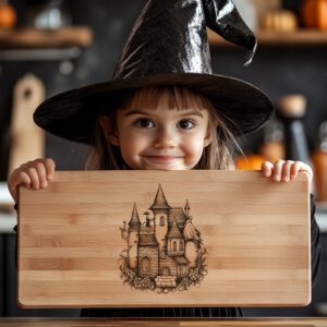 Halloween Charcuterie Board Laser File, Witch Castle Silhouette,