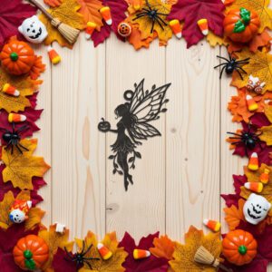 Halloween Fairy Pumpkin Ornament Laser File, Spooky Silhouette