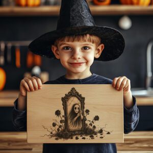 Halloween Laser Engraving File, Cursed Mirror Charcuterie Board