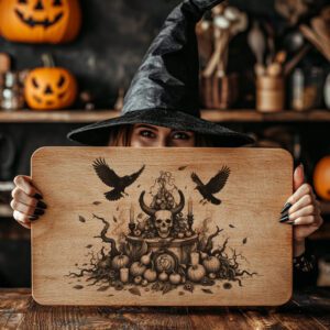 Halloween Laser Engraving File for Charcuterie Board, Gothic